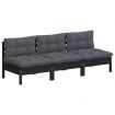 3-Seater Garden Sofa with Anthracite Cushions Solid Pinewood