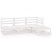 4 Piece Garden Lounge Set White Solid Pinewood
