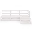 4 Piece Garden Lounge Set White Solid Pinewood