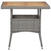 3 Piece Garden Dining Set Grey Poly Rattan and Acacia Wood