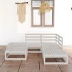 6 Piece Garden Lounge Set White Solid Pinewood