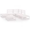 6 Piece Garden Lounge Set White Solid Pinewood