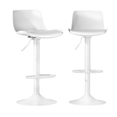 Artiss Bar Stools Kitchen Swivel Gas Lift Stool Leather Dining Chairs White x2