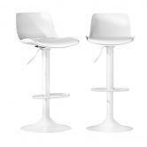 Artiss Bar Stools Kitchen Swivel Gas Lift Stool Leather Dining Chairs White x2