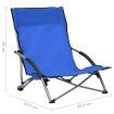Folding Beach Chairs 2 pcs Blue Fabric