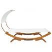 Outdoor Lounge Bed with Canopy 165x203x126 cm Solid Bent Wood Cream