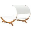 Outdoor Lounge Bed with Canopy 165x203x126 cm Solid Bent Wood Cream