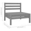 5 Piece Garden Lounge Set Solid Pinewood Grey
