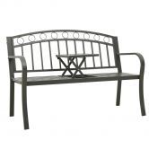 Garden Bench with Table Grey 120 cm Steel