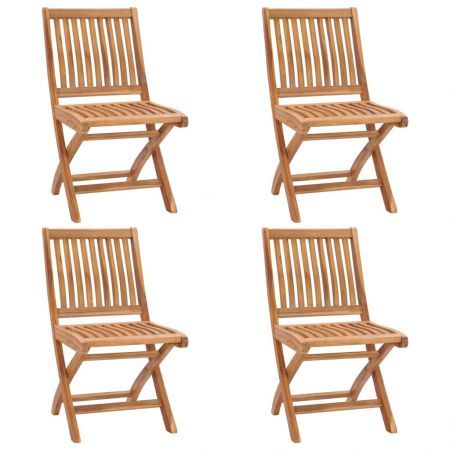 Folding Garden Chairs 4 pcs Solid Teak Wood