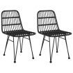 3 Piece Garden Dining Set Black Poly Rattan