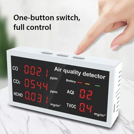 Air Quality Monitor Accurate Tester for CO2 Formaldehyde(HCHO) TVOC/AQI Multifunctional Air Gas Detector Air Qulity Meter for Home Office