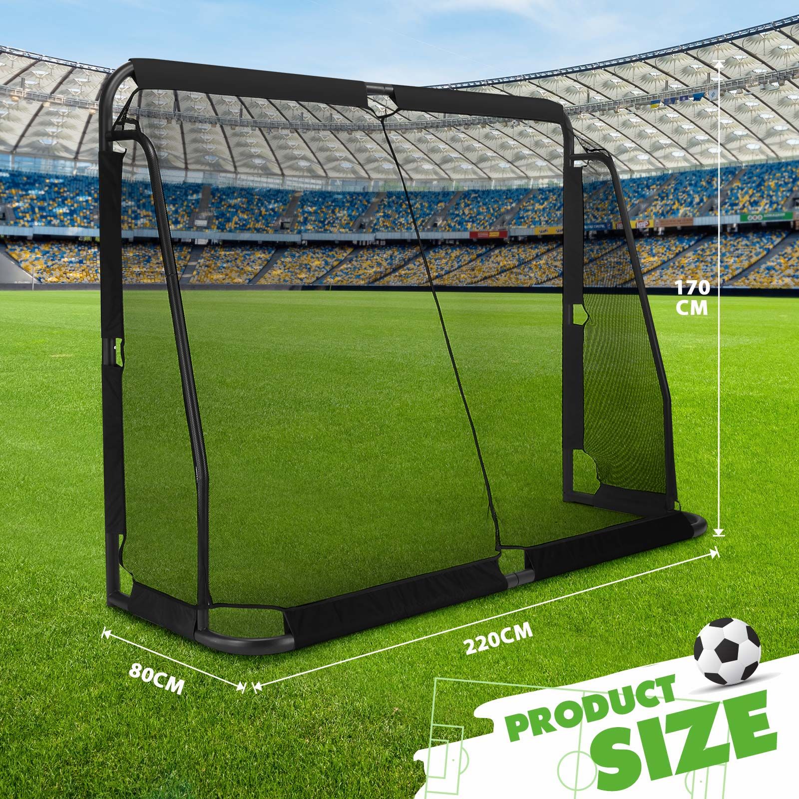 Soccer Football Net Set Metal Frame Goal Aluminium Backyard Game Training Practice Kids Adults Sports Equipment 2.2x1.7m