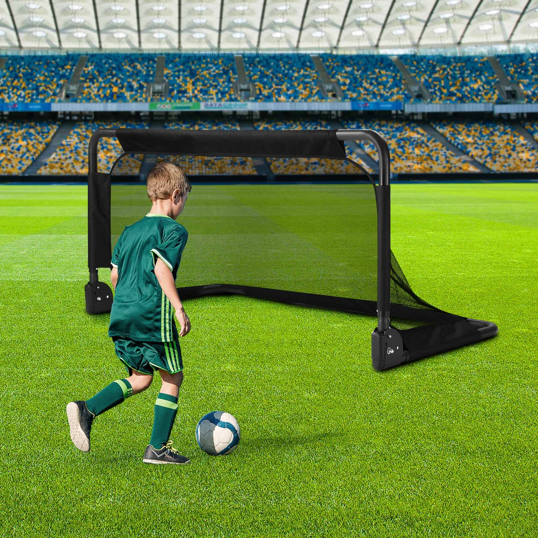 Soccer Football Net Set Metal Frame Goal Portable Aluminium Backyard Game Training Practice Kids Adults 90x65cm