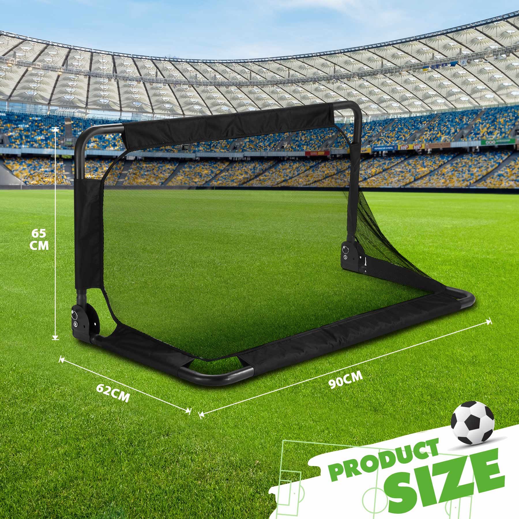 Soccer Football Net Set Metal Frame Goal Portable Aluminium Backyard Game Training Practice Kids Adults 90x65cm