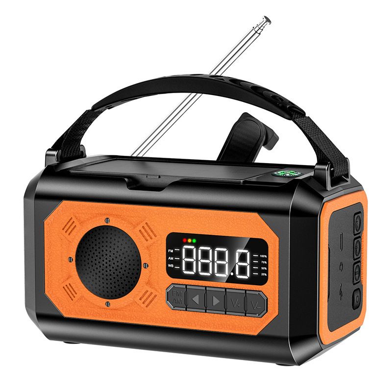 Emergency Radio, Hand Crank Radio, Portable Solar Radio AM/FM/NOAA Weather Radio with 2 Solar Panels (Orange)