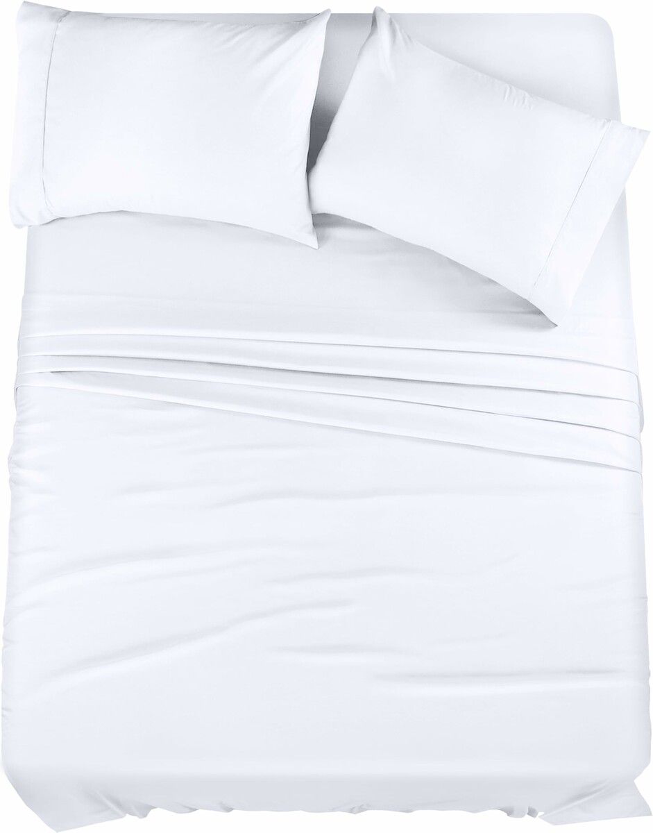 Bedding Sheets Set 4 Piece Bedding Brushed Microfiber  Shrinkage and Fade Resistant  Easy Care (QUEEN SIZE, White)