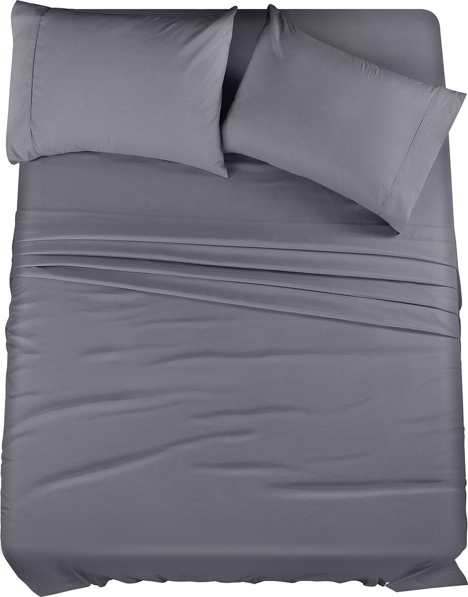 Bedding Sheets Set 4 Piece Bedding Brushed Microfiber  Shrinkage and Fade Resistant  Easy Care (Full Size Grey)