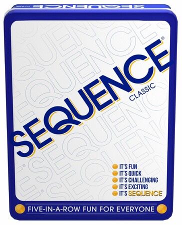 Sequence in a Tin - Five-in-a-Row Fun for Everyone White, 2-12 Players