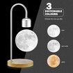 Levitating Moon Light LED Floating Bedside Table Night Lamp 3D Printing Magnetic Home Decor 3 Colours Phone Charger