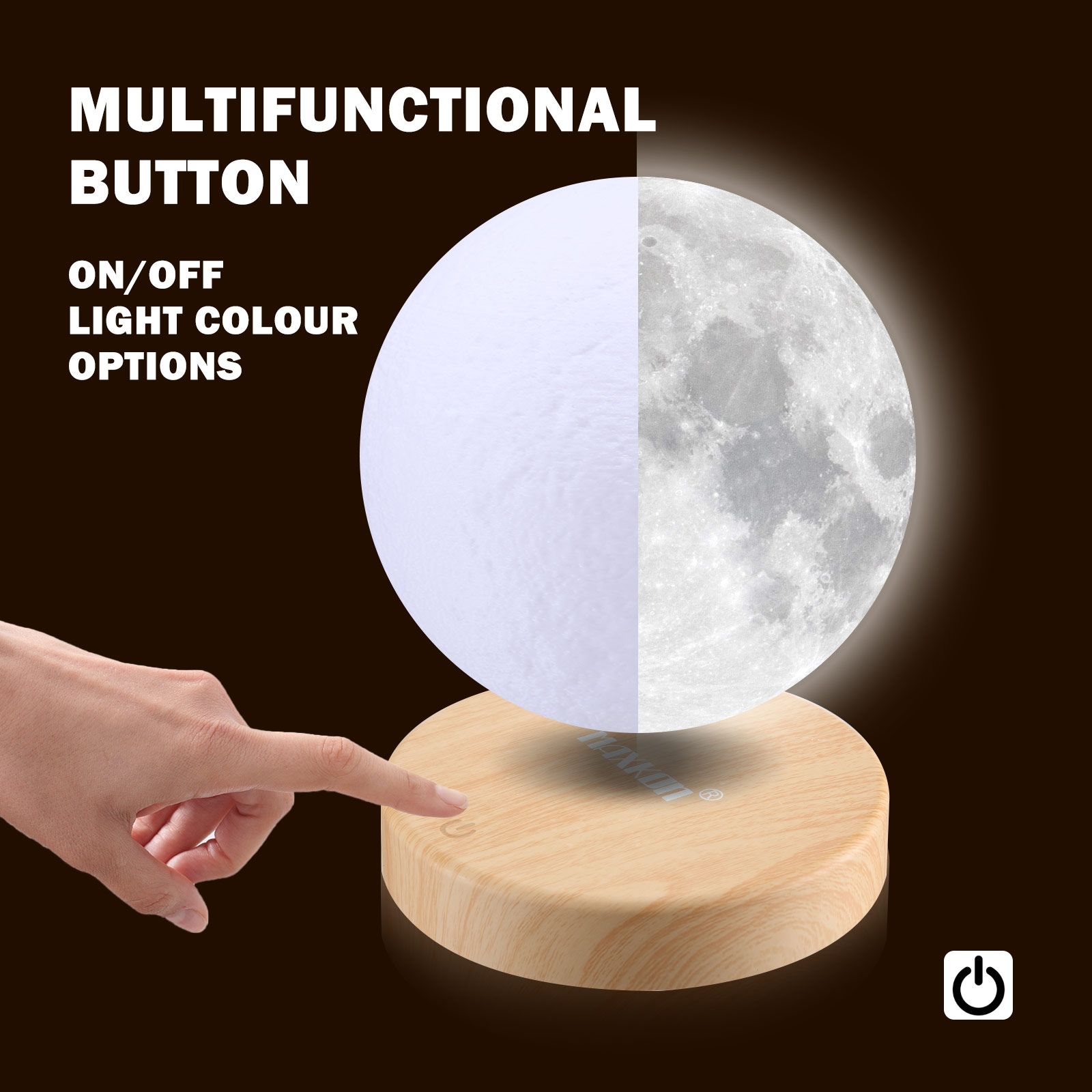 Levitating Moon Light LED Table Night Lamp Bedside Floating 360 Degree Spinning Magnetic 3D Printing Home Decor 3 Colours