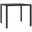 3 Piece Garden Dining Set with Cushions Black Poly Rattan