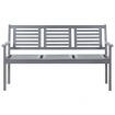 3-Seater Garden Bench 150 cm Grey Solid Eucalyptus Wood