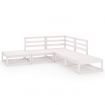 5 Piece Garden Lounge Set White Solid Pinewood