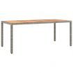 Garden Table with Wooden Top Grey Poly Rattan&Solid Wood Acacia