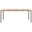 Garden Table with Wooden Top Grey Poly Rattan&Solid Wood Acacia