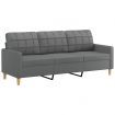 3-Seater Sofa Dark Grey 180 cm Fabric