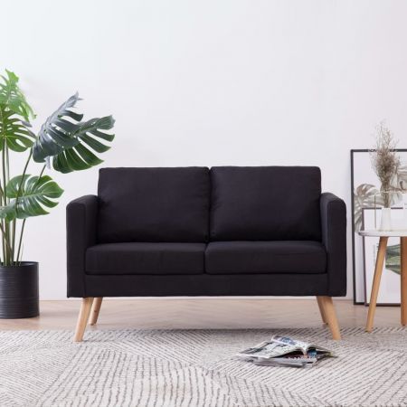 2-Seater Sofa Fabric Black