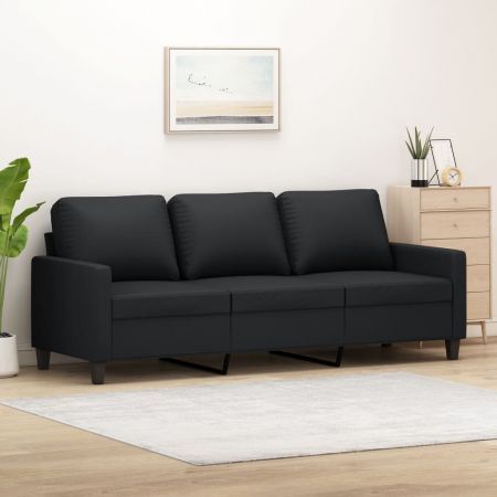 3-Seater Sofa Black 180 cm Faux Leather