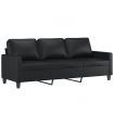 3-Seater Sofa Black 180 cm Faux Leather