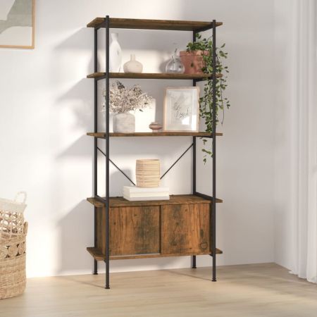 5-Tier Shelving Unit with Cabinet 80x40x163 cm Steel and Engineered Wood