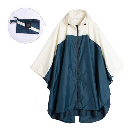 Waterproof Hooded Rain Poncho for Men Women, Raincoat for Outdoor Activities Camping Fishing,White and Blue