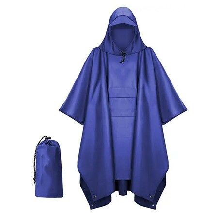Waterproof Hooded Rain Poncho for Men Women Poncho for Outdoor Activities Camping Fishing,Blue