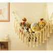 Stuffed Animal Toy Storage Hammock with LED Light - Macrame Jumbo Doll Room Corner Organizer Mesh Decorations - Hanging Storage Nets Kids Bedroom (Beige)