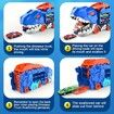 Track Car Toy, Transforms into Stomping Dragon with Ultimate Transporter Hauler Race Track, Toys for 4, 5, 6 Year Old Boys (Random 8 Cars)