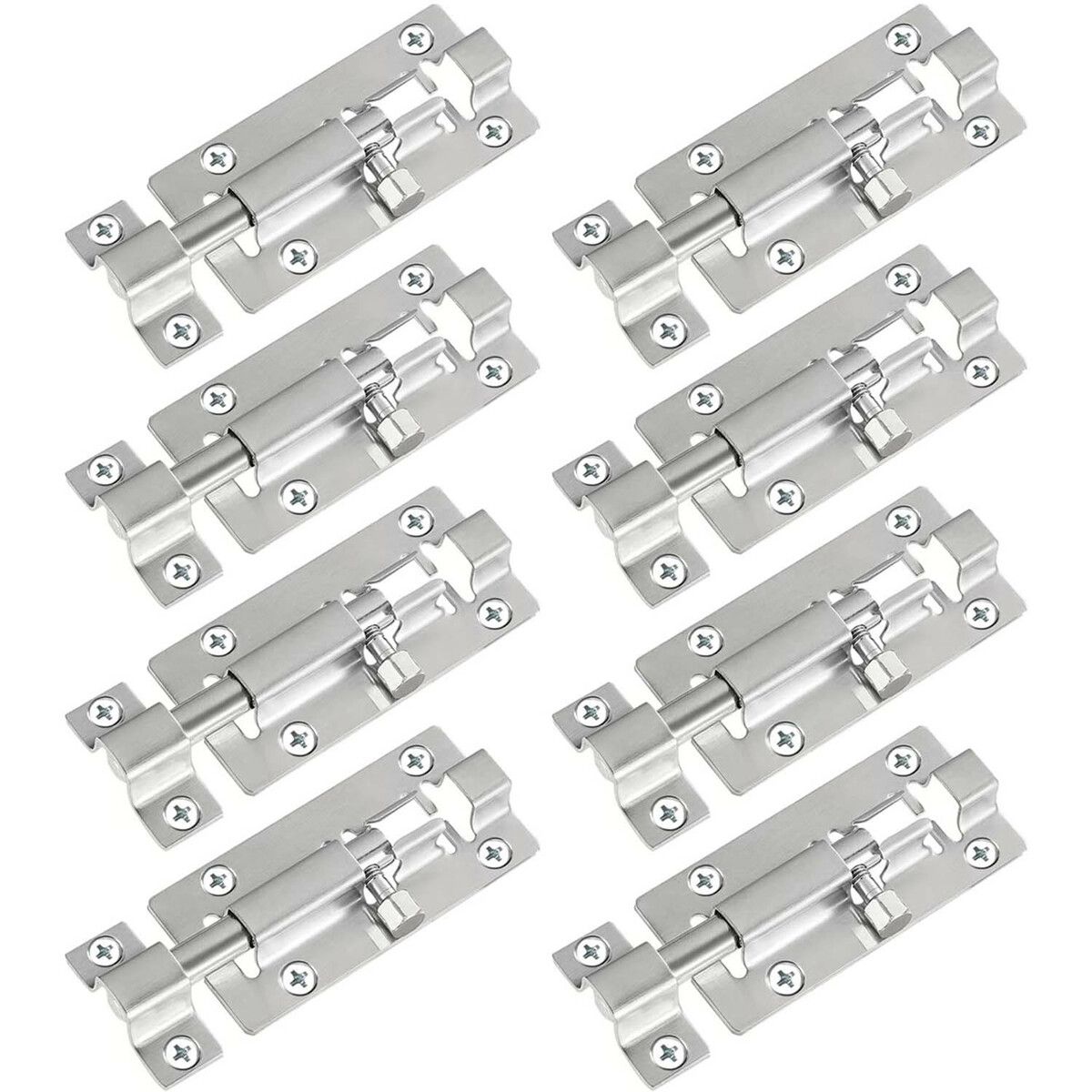 8 Pack Barrel Bolt Latch,Slide Bolt Latch 3 Inches Slide Latch Lock,Thickened Stainless Steel Sliding Lock for Door,Brushed Finish Sliding Bolt Lock,Sliding Bolt Latch with 12PCS Screws