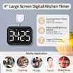 Magnetic Kitchen Cooking Countdown Timer, Battery Powered Digital Timer with Large Display, 2 Levels of Brightness and Volume for Classroom, Teacher, Kids