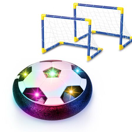 Soccer Ball Hover Set 2 Goals Rechargeable Indoor Air Floating LED Light Foam Bumper Birthday Xmas Gift Kids Fun Toy
