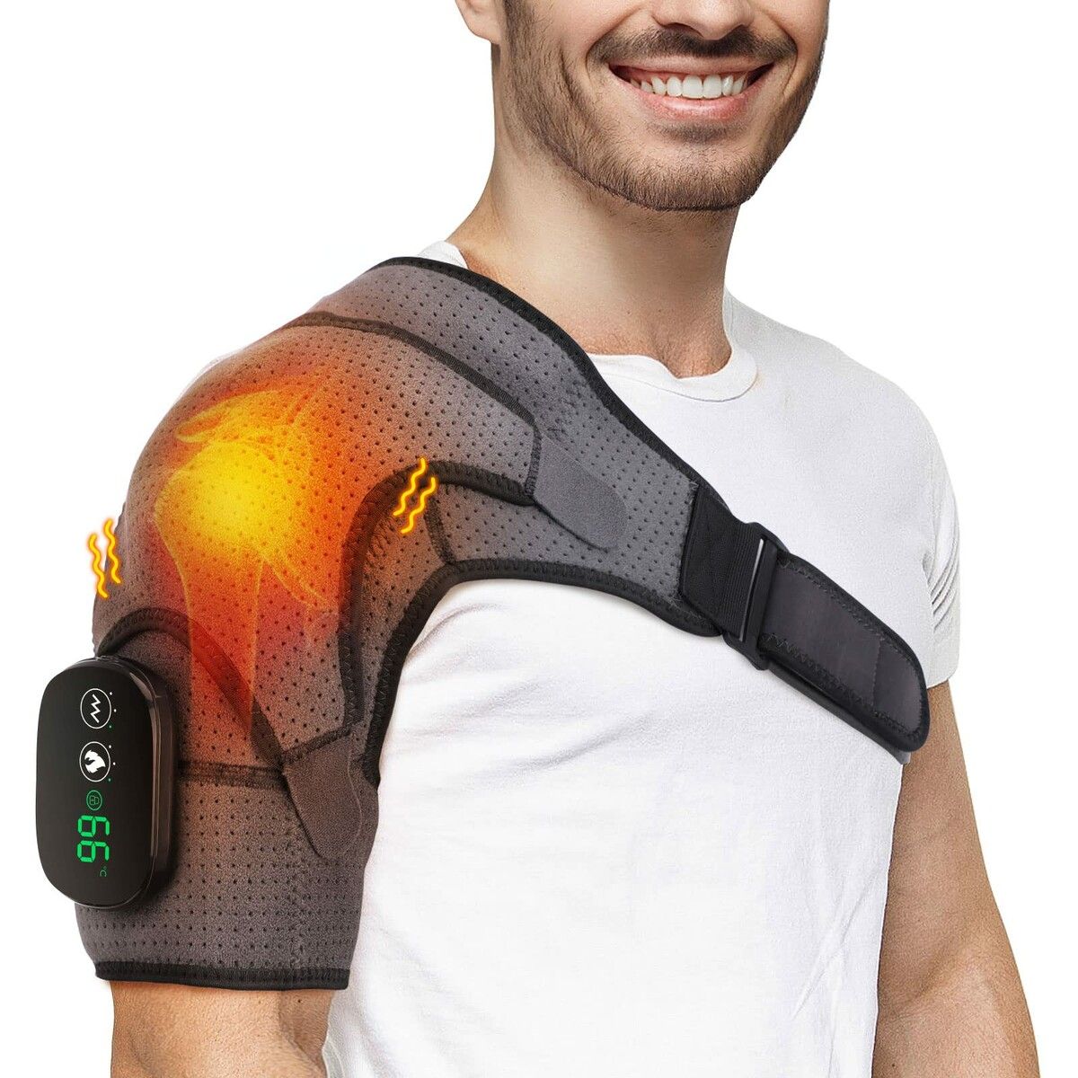 Cordless Shoulder Heating Pad, Heated Shoulder Wrap Massager with Vibration for Rotator Cuff, Frozen Shoulder Relax