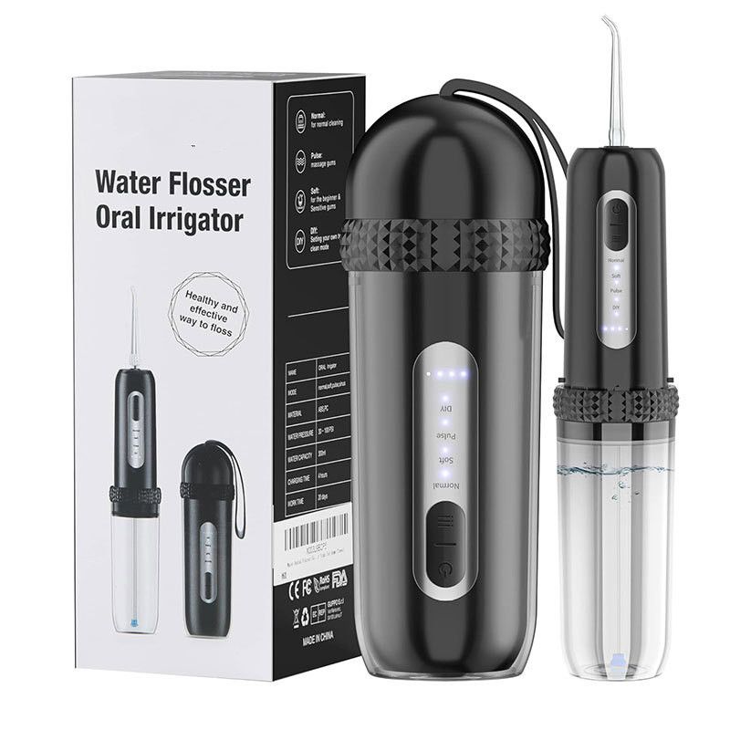 Portable Water Flosser Oral Irrigator Water Dental Flosser Pick for Teeth with 4 Replacement Heads Cordless Water Teeth Cleaner Oral Irrigator