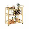 Gold Bar Cart Drinks Trolley Coffee Tea Serving Wine Rack Glass Holder Kitchen Storage Curtain Wall Mirror Shelves