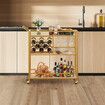 Gold Bar Cart Drinks Trolley Coffee Tea Serving Wine Rack Glass Holder Kitchen Storage Curtain Wall Mirror Shelves