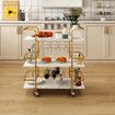 3-Tier Bar Cart Rolling Serving Drinks Tea Coffee Wine Rack Glass Holder Mobile Trolley Outdoor Kitchen Storage Shelves