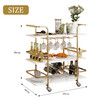 3-Tier Bar Cart Rolling Serving Drinks Tea Coffee Wine Rack Glass Holder Mobile Trolley Outdoor Kitchen Storage Shelves