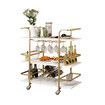 3-Tier Bar Cart Rolling Serving Drinks Tea Coffee Wine Rack Glass Holder Mobile Trolley Outdoor Kitchen Storage Shelves