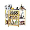 Coffee Bar Cabinet with LED Light Console Table Wine Rack Serving Drinks Liquor Glass Holder Baker Kitchen Shelves